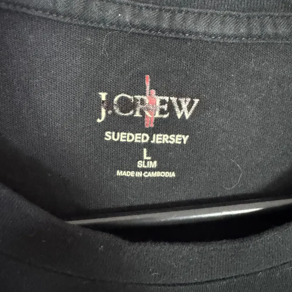 J.Crew Slim Sueded Cotton Polo Shirt Mens L Black Button Down Pullover BY744 SS